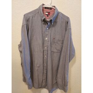 VTG Tommy Hilfiger Mens Plaid Button Front Long Sleeve Oxford Shirt Size XL F420